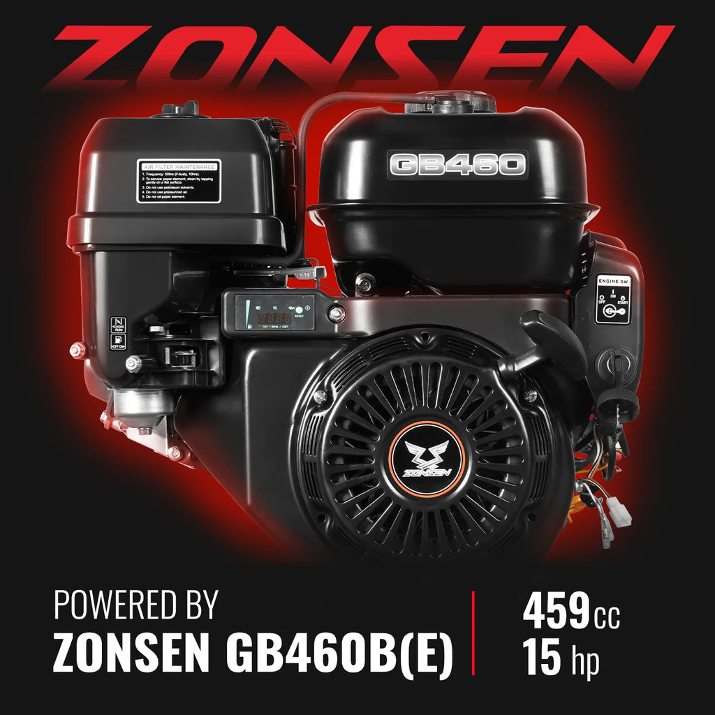 MechMaxx 6 inch ZONSEN E-Start 459cc 15hp Gas Powered 4 - Wheel Drum Wood Chipper with Taillight ,  B150