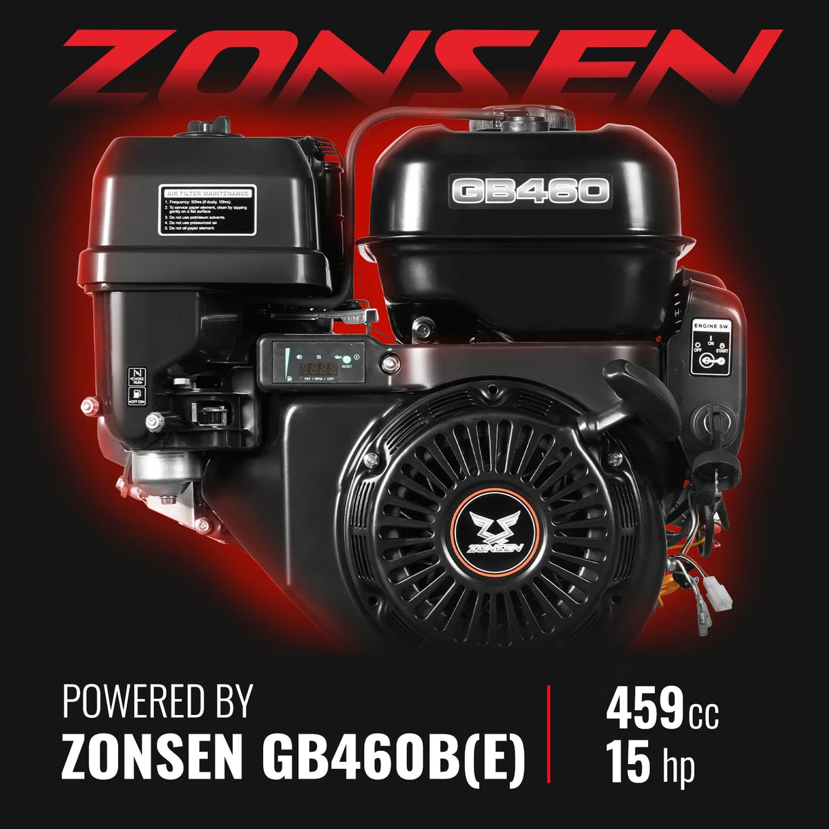 MechMaxx 6 inch ZONSEN E-Start 459cc 15hp Gas Powered 4 - Wheel Drum Wood Chipper with Taillight ,  B150