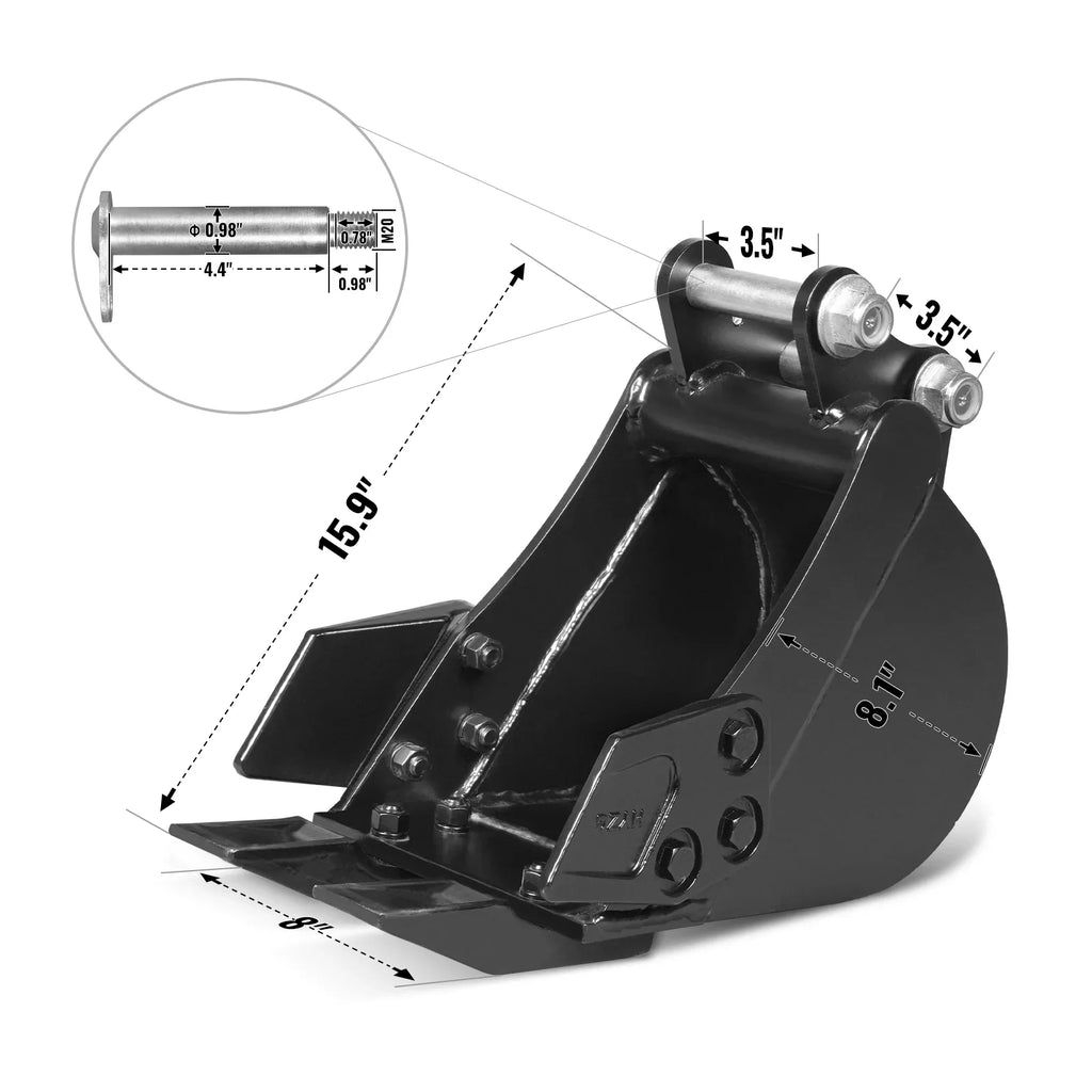 MechMaxx 4-Piece Mini Excavator Attachment Set for Mini Compact Excavator