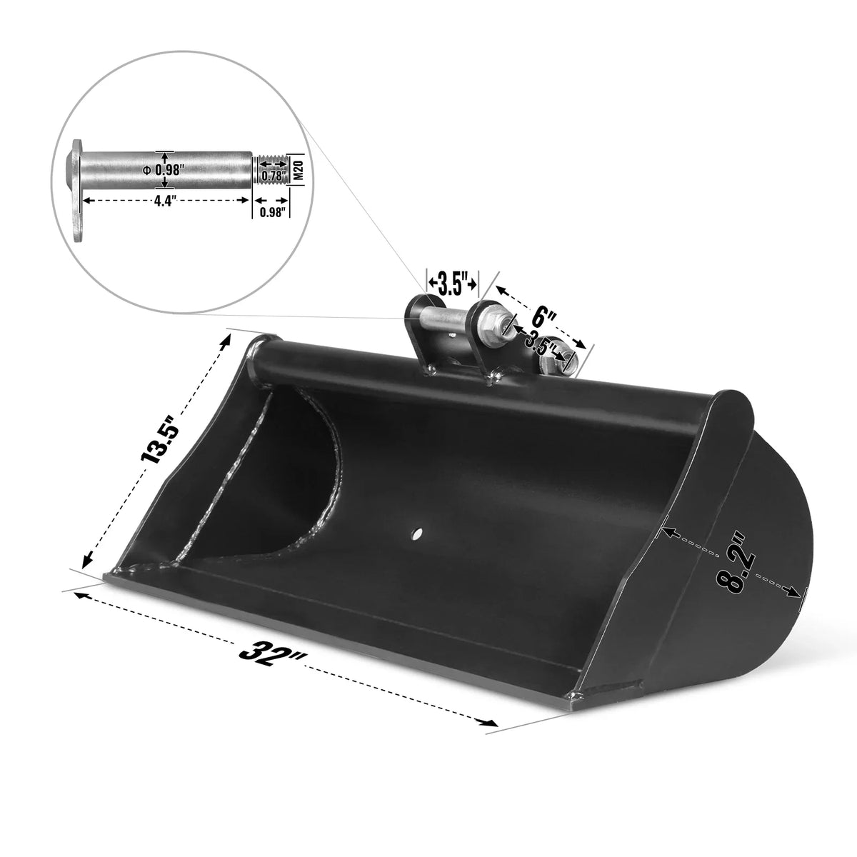 MechMaxx 4-Piece Mini Excavator Attachment Set for Mini Compact Excavator
