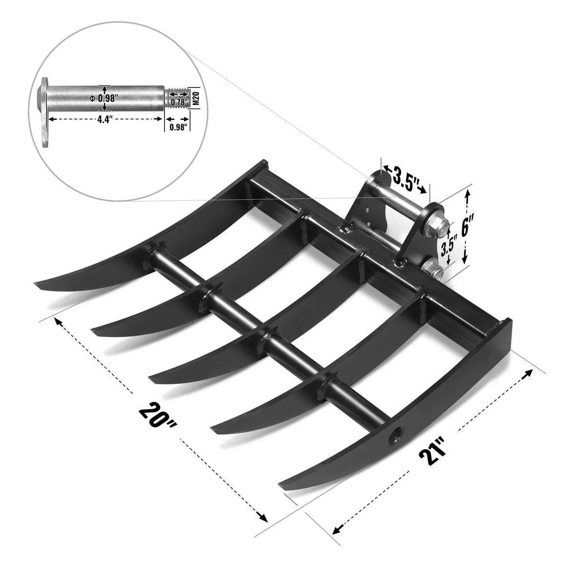 MechMaxx 4-Piece Mini Excavator Attachment Set for Mini Compact Excavator
