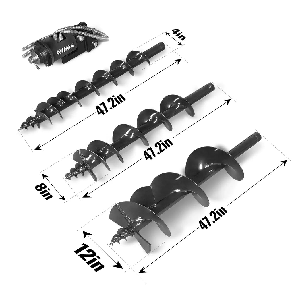 MechMaxx Three-Rod Auger for Mini Compact Excavator MEC17, MEC17PRO