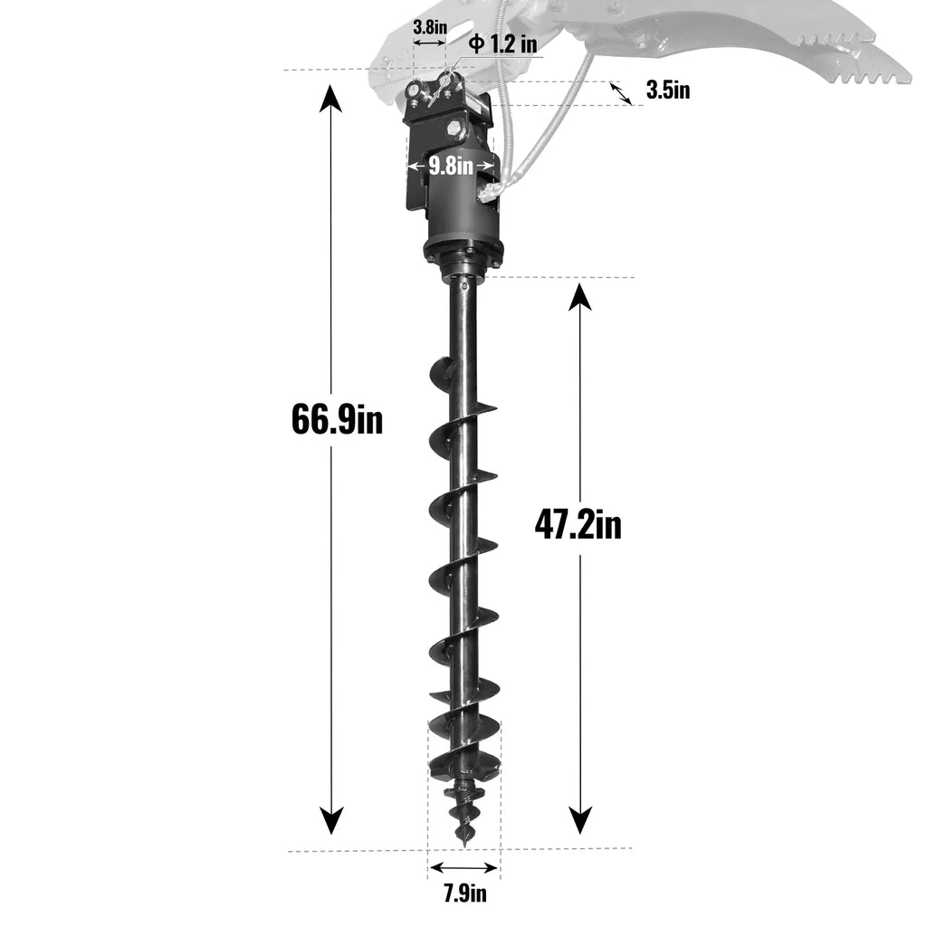 MechMaxx Three-Rod Auger for Mini Compact Excavator MEC17, MEC17PRO