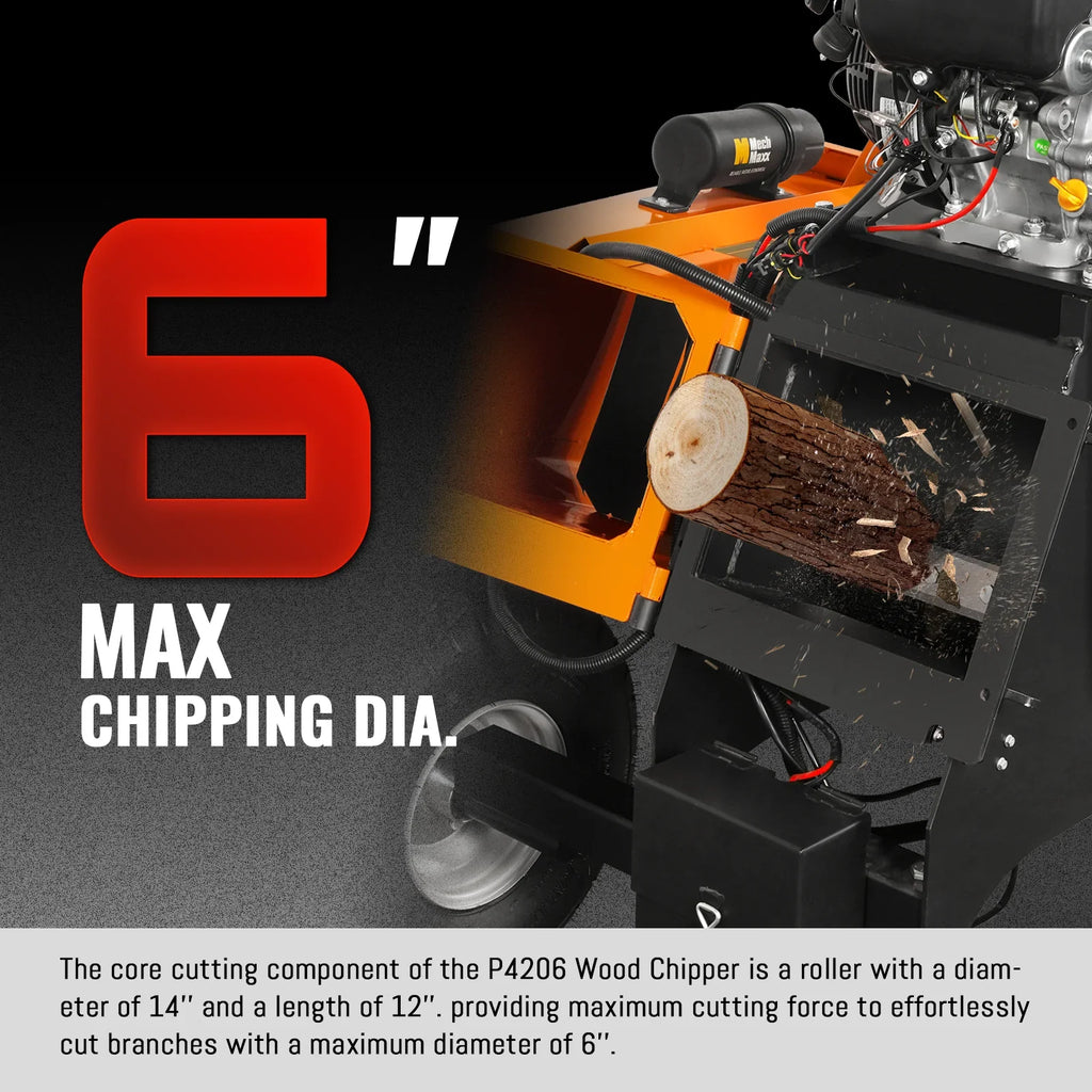 MechMaxx 6 inch E-start ZONSEN 459cc 15hp Gasoline Engine Powered Drum Wood Chipper ,  P4206