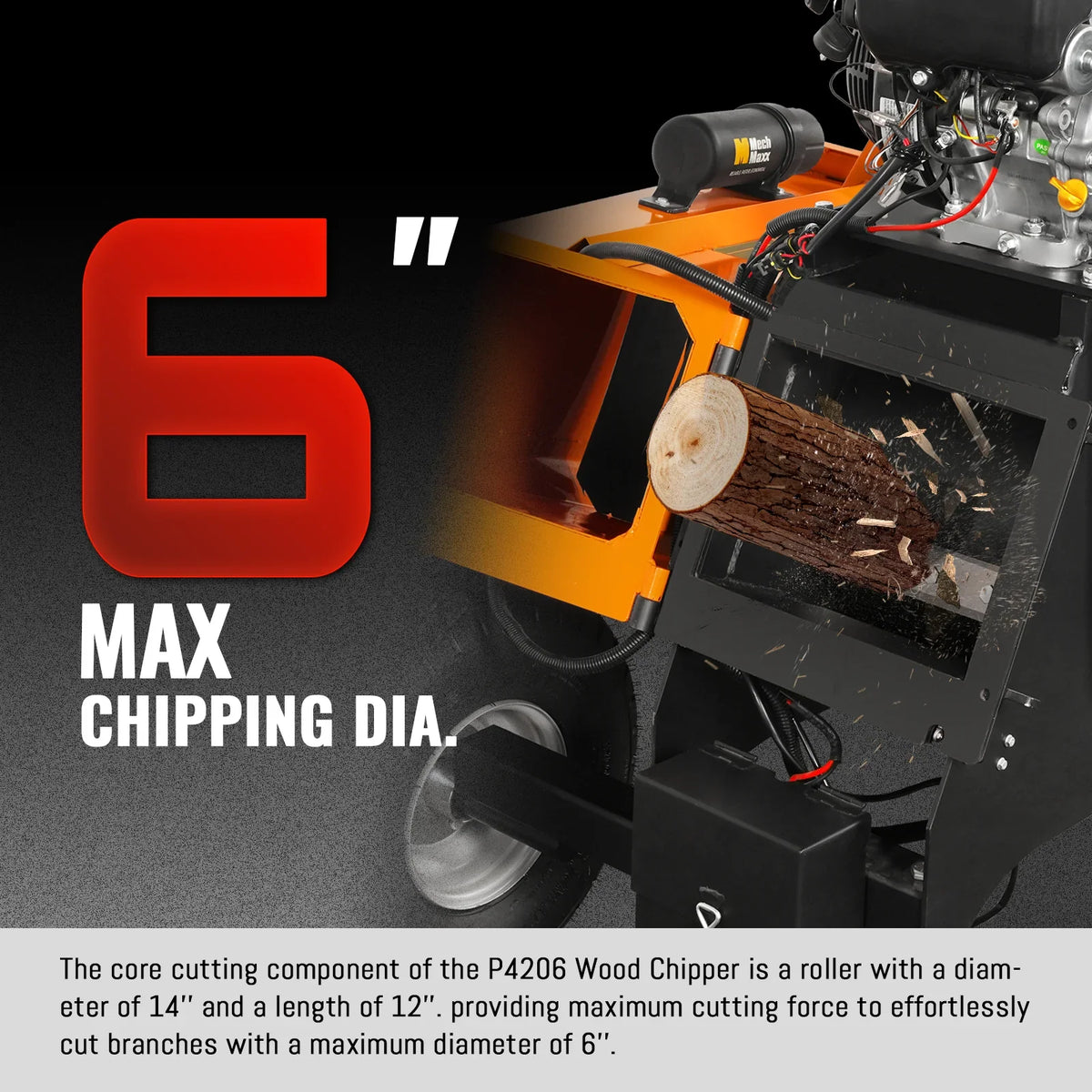 MechMaxx 6 inch E-start ZONSEN 459cc 15hp Gasoline Engine Powered Drum Wood Chipper ,  P4206
