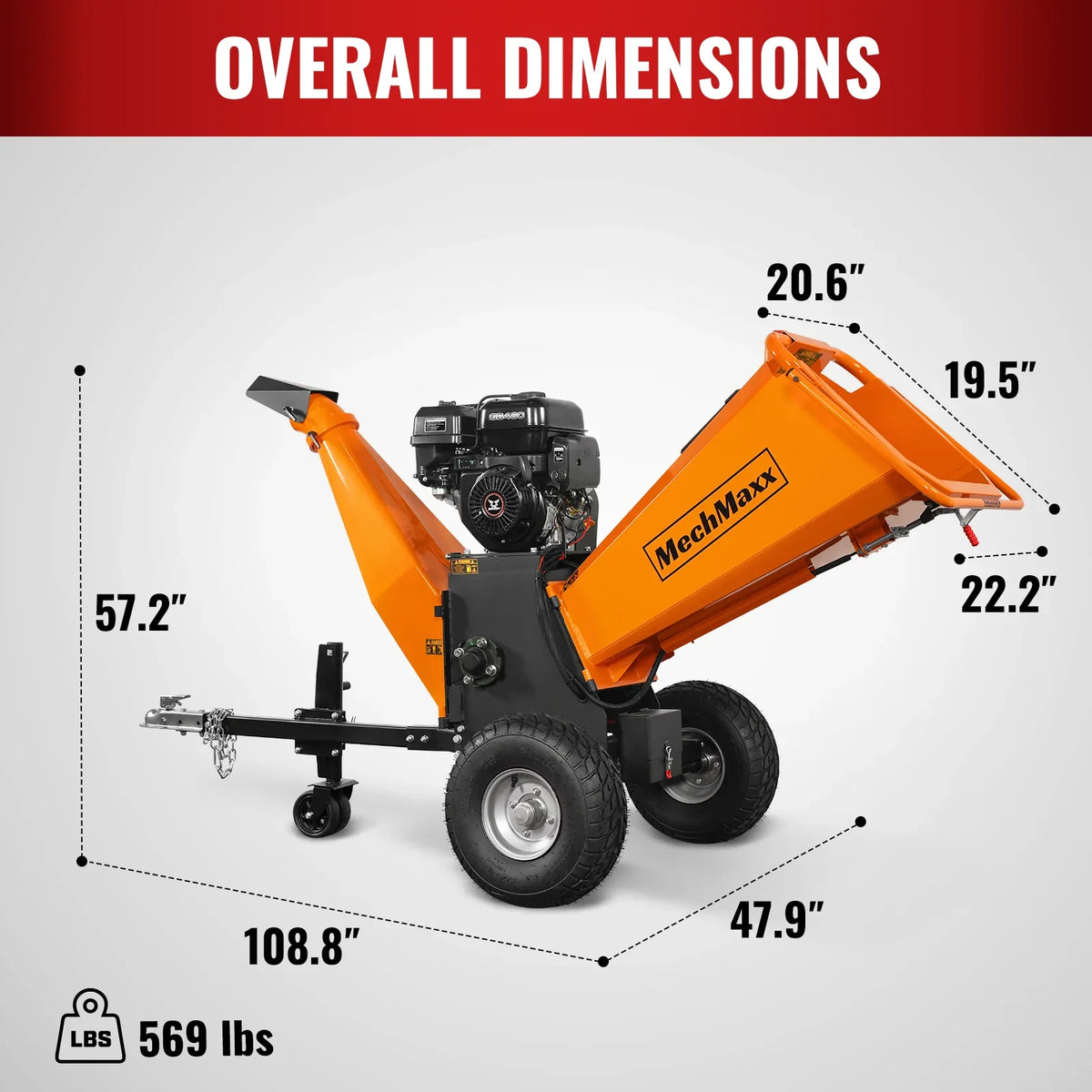 MechMaxx 6 inch E-start ZONSEN 459cc 15hp Gasoline Engine Powered Drum Wood Chipper ,  P4206