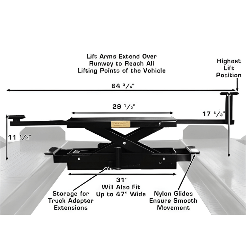 Atlas Automotive Pro9000 - 9000 lb - 4 Post Vehicle Lift with (2) RJ35 Rolling Bridge Jacks