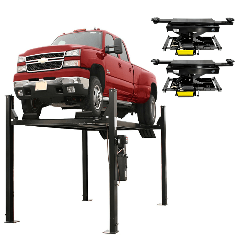 Atlas Automotive Pro9000 - 9000 lb - 4 Post Vehicle Lift with (2) RJ45A Rolling Bridge Jacks