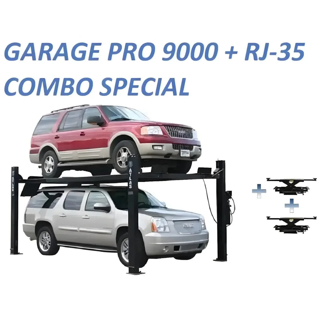 Atlas Automotive Pro9000 - 9000 lb - 4 Post Vehicle Lift with (2) RJ35 Rolling Bridge Jacks