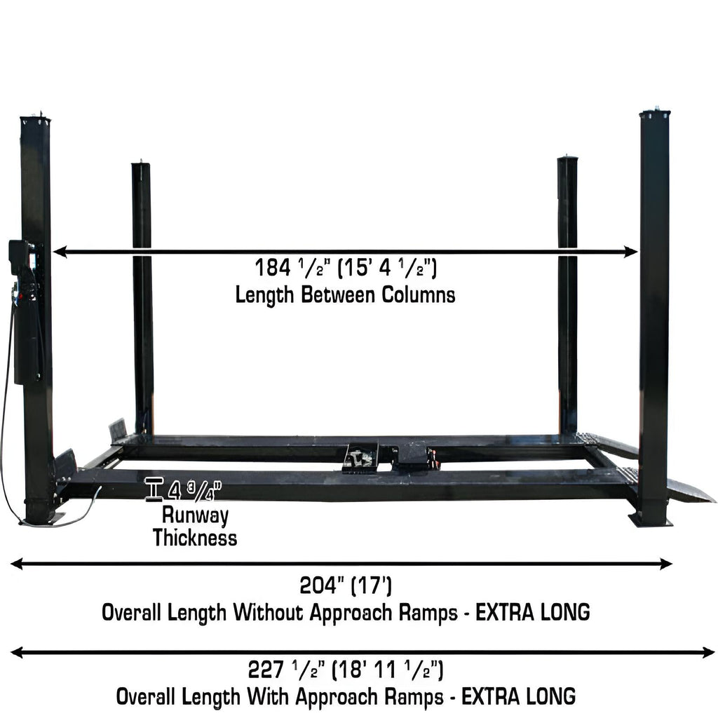 Atlas Automotive Pro9000 - 9000 lb - 4 Post Vehicle Lift with (2) RJ35 Rolling Bridge Jacks