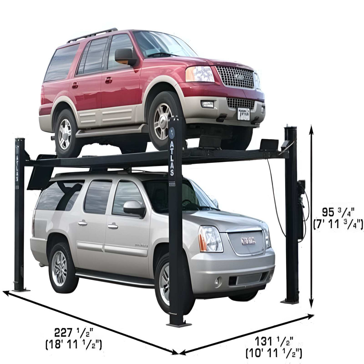 Atlas Automotive PRO9000 - 9000 lb - 4 Post Vehicle Lift with (2) RJ6BK Rolling Bridge Jacks
