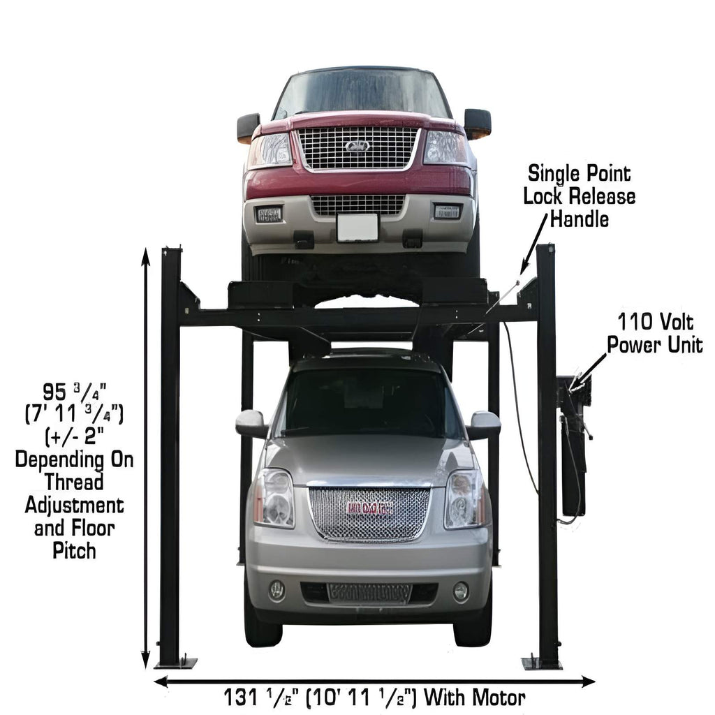 Atlas Automotive Pro9000 - 9000 lb - 4 Post Vehicle Lift with (2) RJ35 Rolling Bridge Jacks
