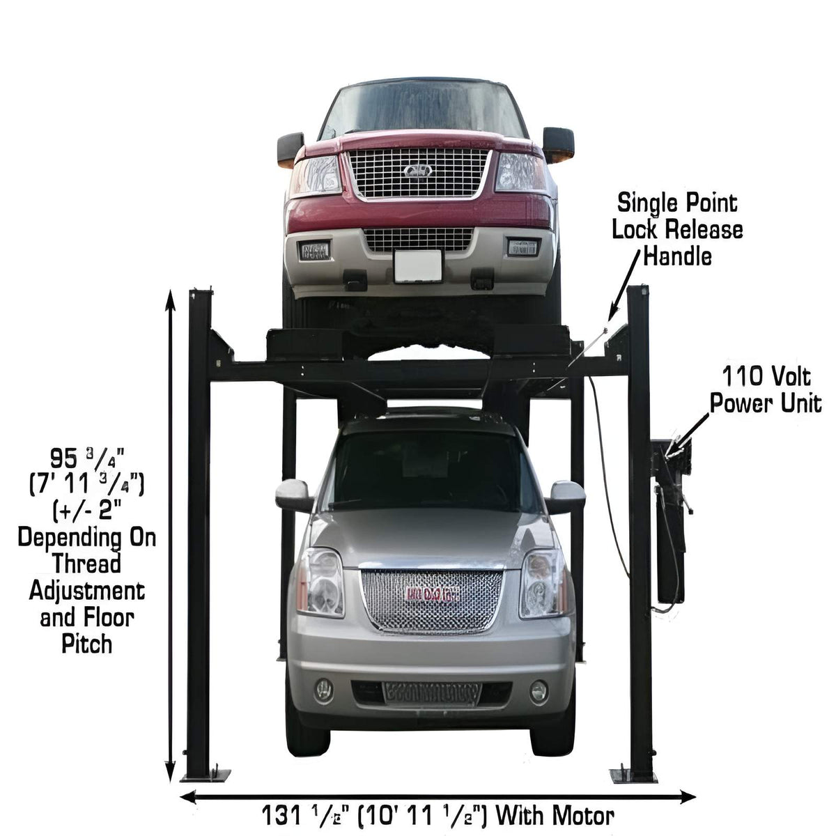 Atlas Automotive PRO9000 - 9000 lb - 4 Post Vehicle Lift with (2) RJ6BK Rolling Bridge Jacks