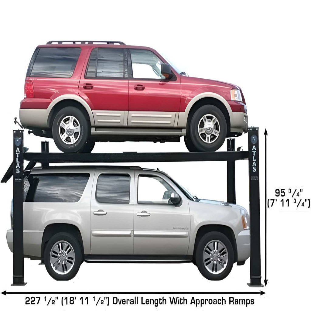 Atlas Automotive Pro9000 - 9000 lb - 4 Post Vehicle Lift with (2) RJ35 Rolling Bridge Jacks
