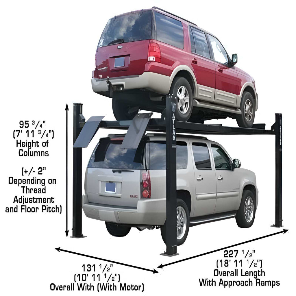 Atlas Automotive PRO9000 - 9000 lb - 4 Post Vehicle Lift with (2) RJ6BK Rolling Bridge Jacks