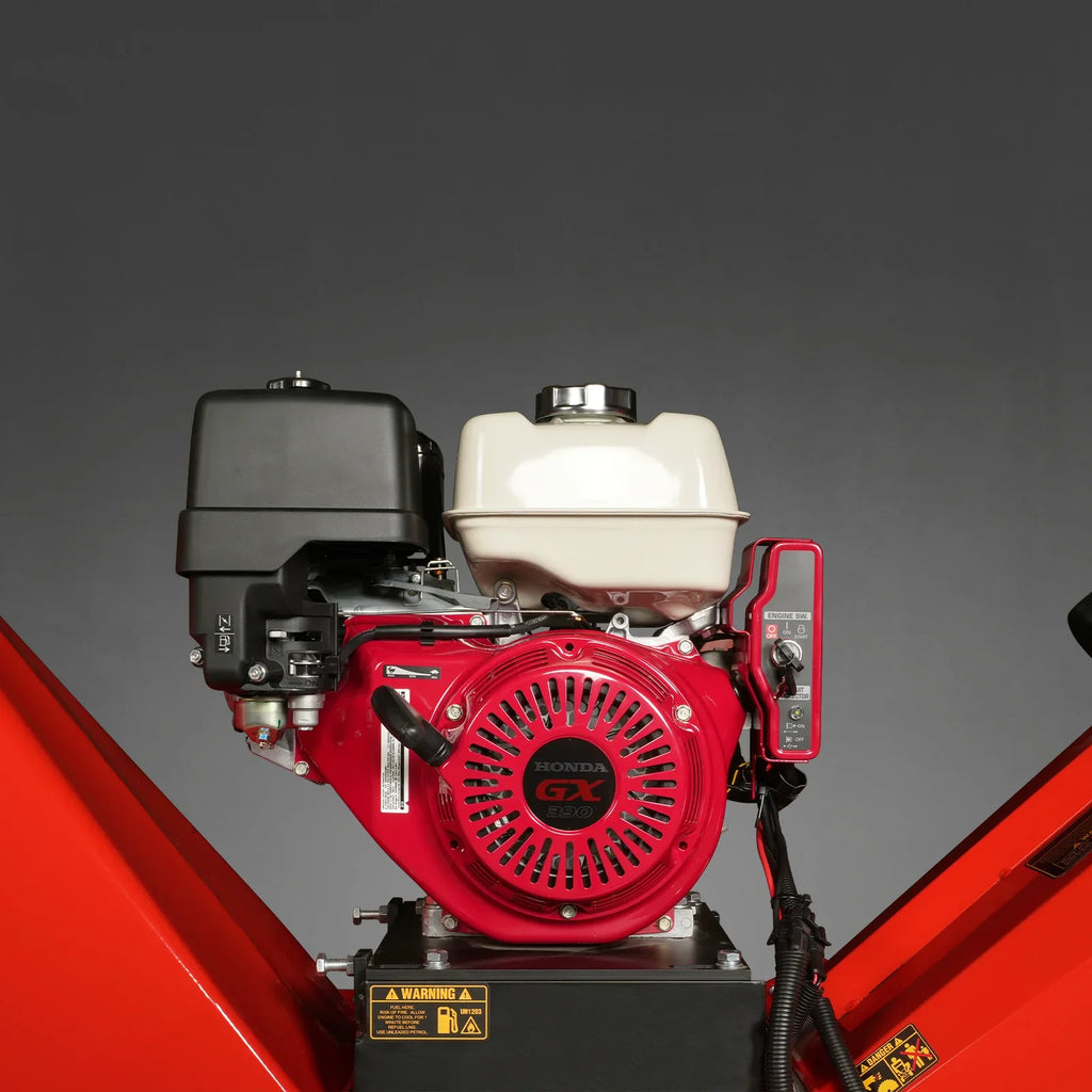 MechMaxx 6 inch HONDA GX390 E-Start Gasoline Engine Powered 4 - Wheel Drum Wood Chipper with Taillight ,  B150