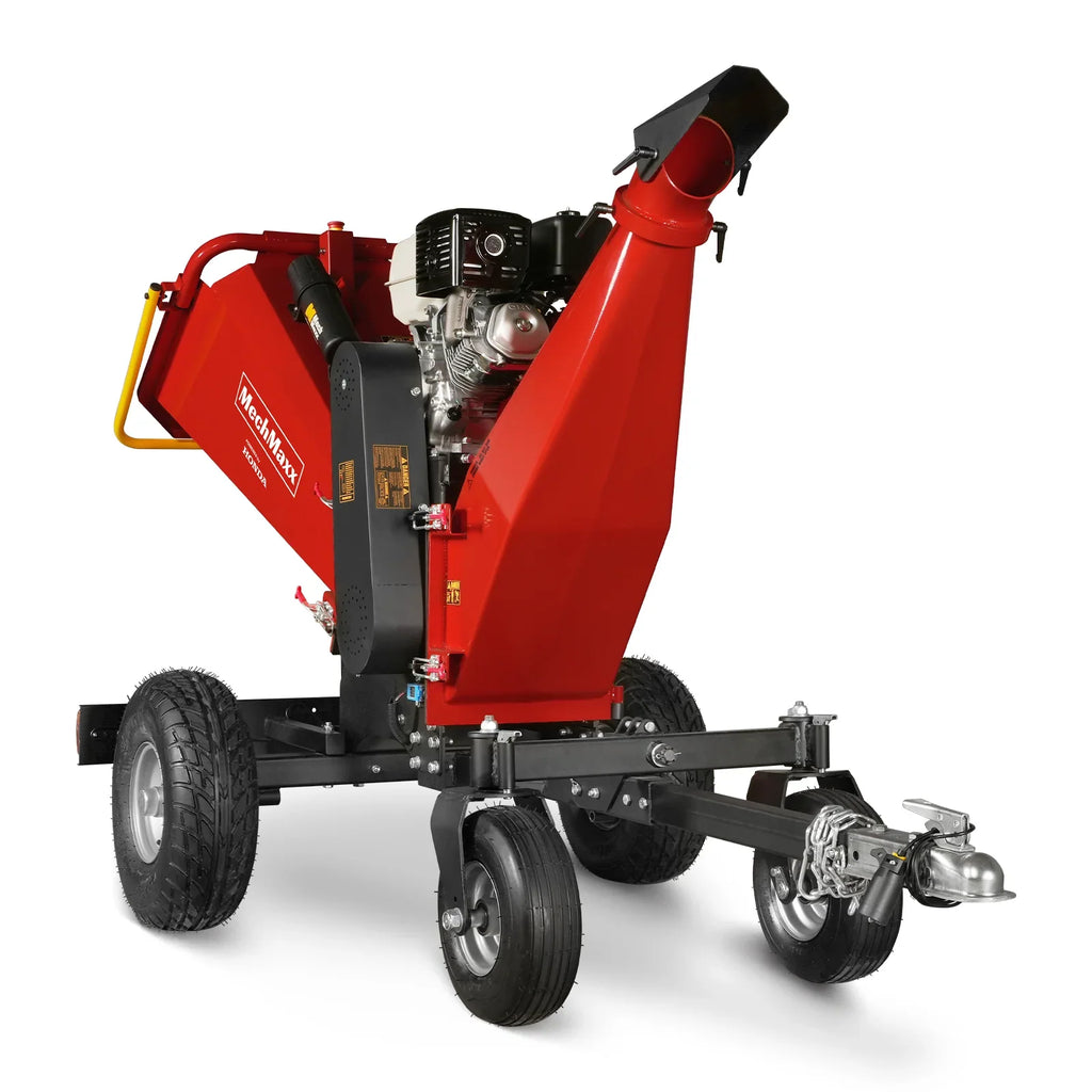 MechMaxx 6 inch HONDA GX390 E-Start Gasoline Engine Powered 4 - Wheel Drum Wood Chipper with Taillight ,  B150