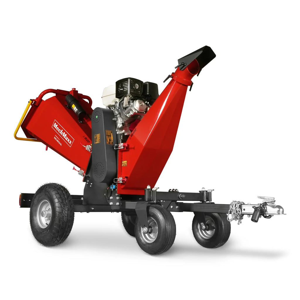 MechMaxx 6 inch HONDA GX390 E-Start Gasoline Engine Powered 4 - Wheel Drum Wood Chipper with Taillight ,  B150