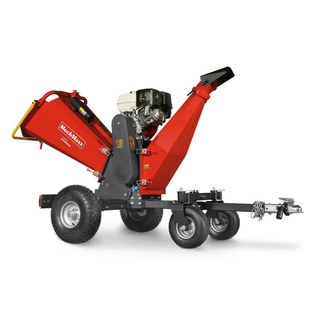 MechMaxx 6 inch HONDA GX390 E-Start Gasoline Engine Powered 4 - Wheel Drum Wood Chipper with Taillight ,  B150