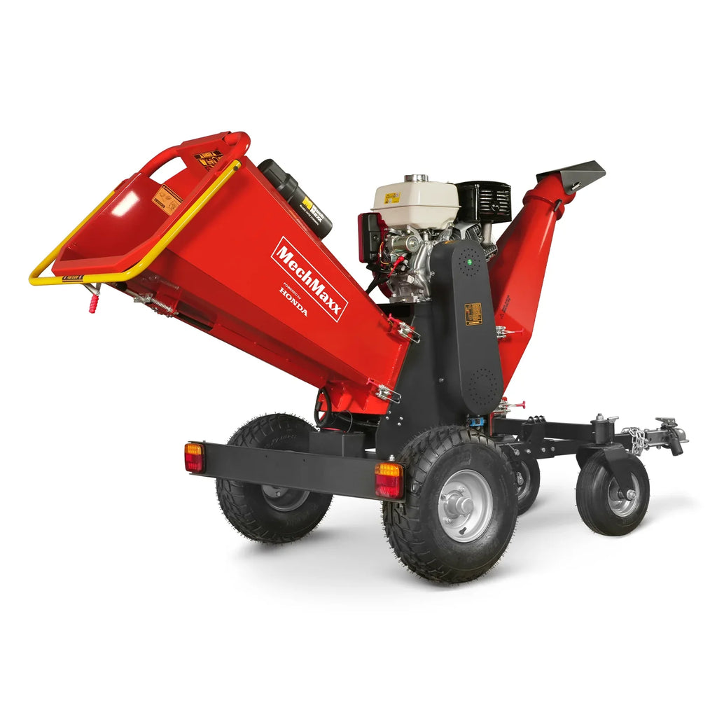 MechMaxx 6 inch HONDA GX390 E-Start Gasoline Engine Powered 4 - Wheel Drum Wood Chipper with Taillight ,  B150