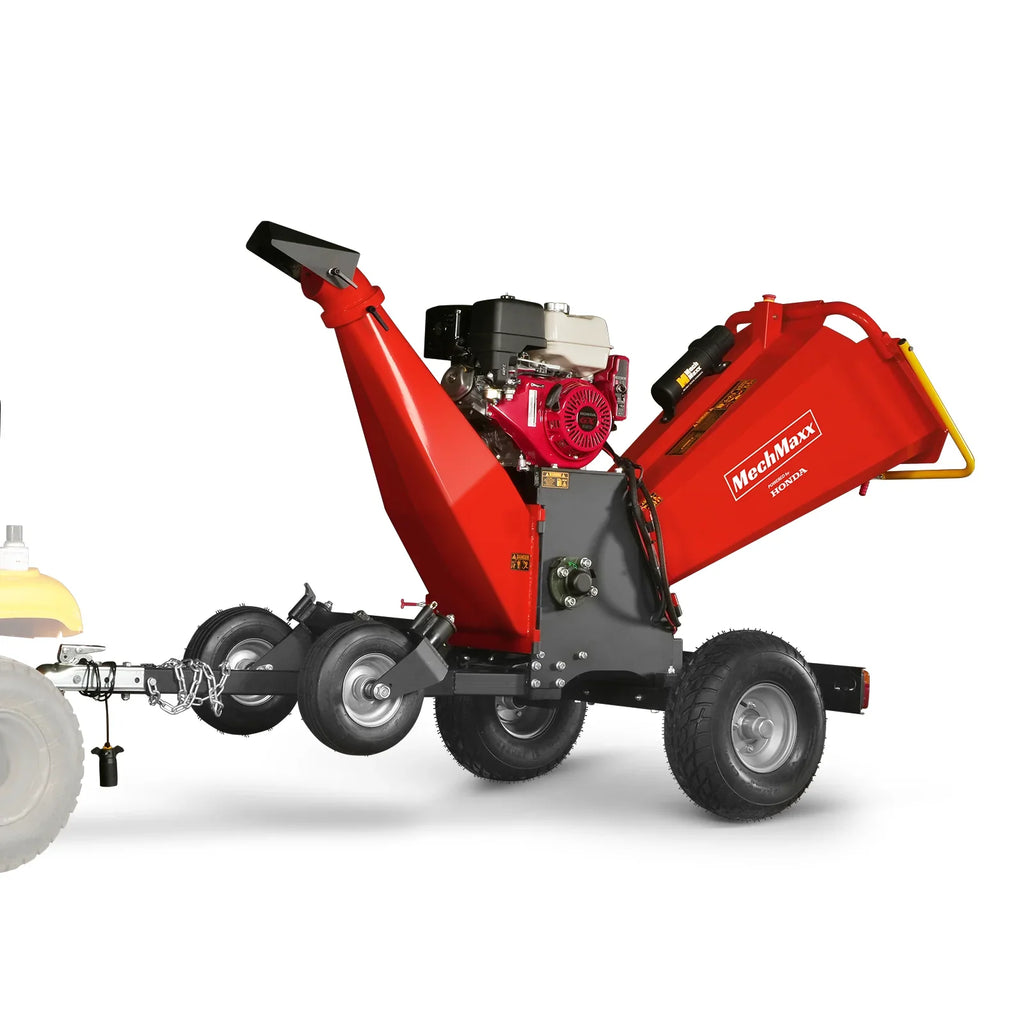 MechMaxx 6 inch HONDA GX390 E-Start Gasoline Engine Powered 4 - Wheel Drum Wood Chipper with Taillight ,  B150