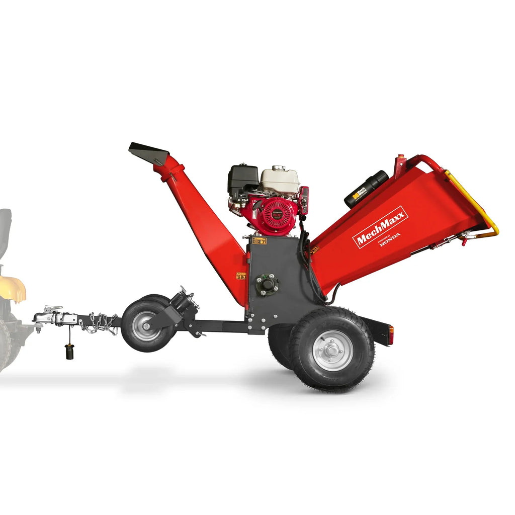 MechMaxx 6 inch HONDA GX390 E-Start Gasoline Engine Powered 4 - Wheel Drum Wood Chipper with Taillight ,  B150