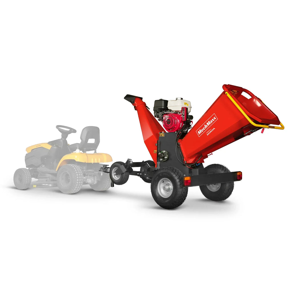 MechMaxx 6 inch HONDA GX390 E-Start Gasoline Engine Powered 4 - Wheel Drum Wood Chipper with Taillight ,  B150