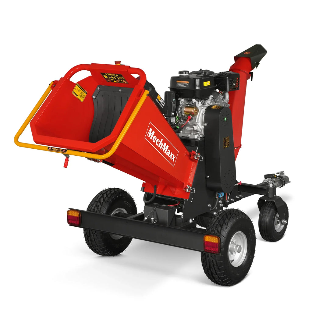 MechMaxx 6 inch ZONSEN E-Start 459cc 15hp Gas Powered 4 - Wheel Drum Wood Chipper with Taillight ,  B150