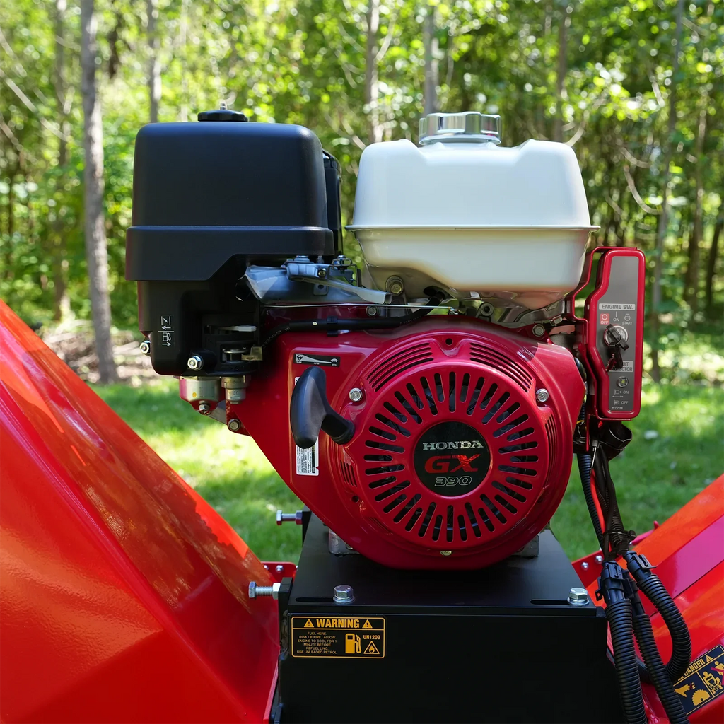 MechMaxx 6 inch HONDA GX390 E-Start Gasoline Engine Powered 4 - Wheel Drum Wood Chipper with Taillight ,  B150