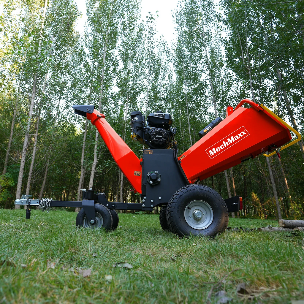 MechMaxx 6 inch KOHLER E-Start 429cc 14HP Gas Powered 4 - Wheel Drum Wood Chipper with Taillight ,  B150