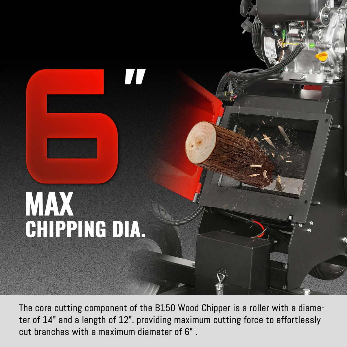 MechMaxx 6 inch ZONSEN E-Start 459cc 15hp Gas Powered 4 - Wheel Drum Wood Chipper with Taillight ,  B150