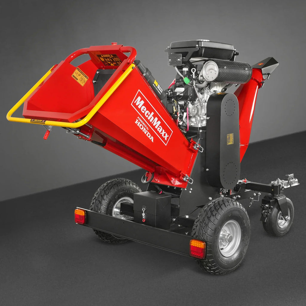 MechMaxx 8 inch HONDA GX690 E-Start 688cc 22hp Gas Powered 4 - Wheel Drum Wood Chipper with Taillight ,  B200