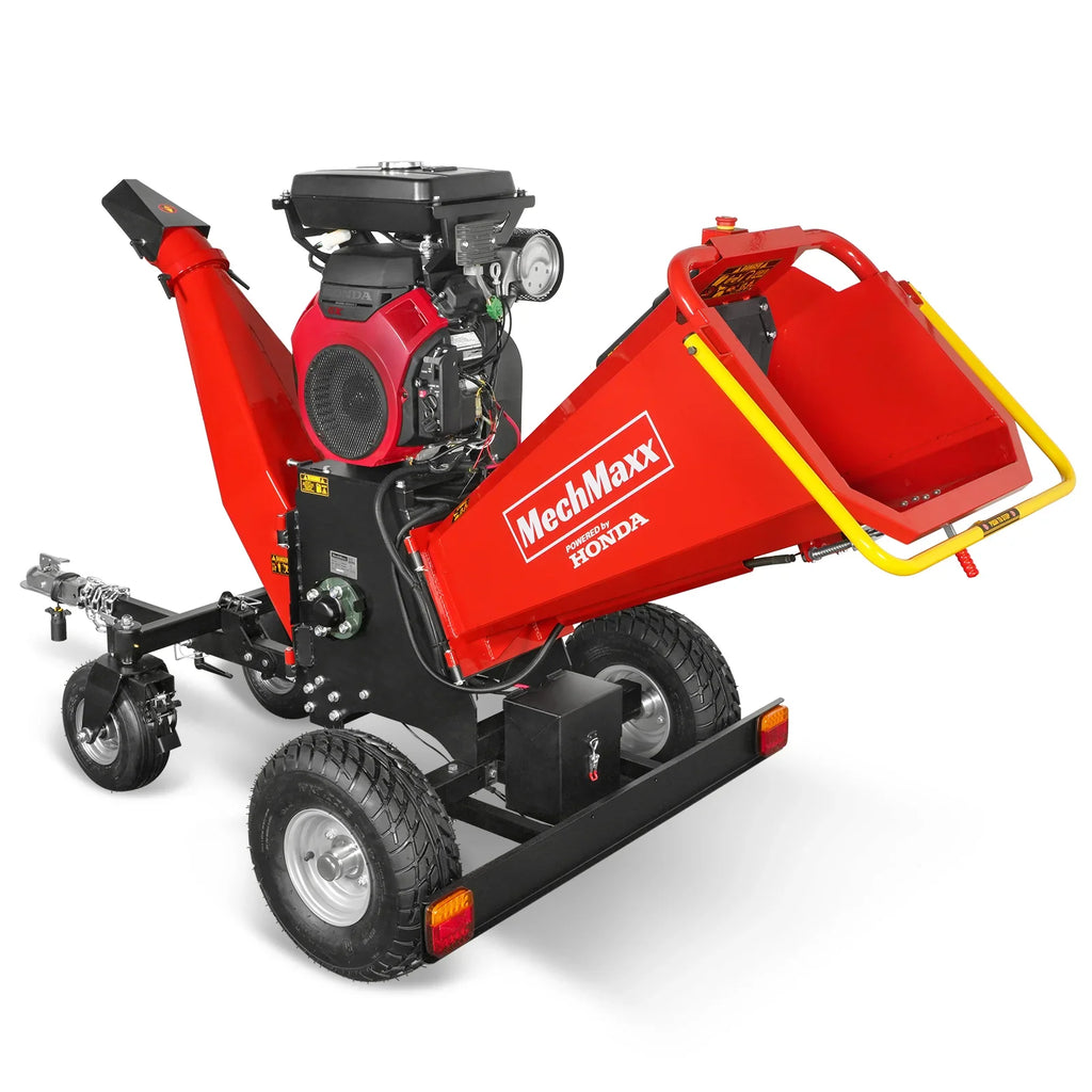 MechMaxx 8 inch HONDA GX690 E-Start 688cc 22hp Gas Powered 4 - Wheel Drum Wood Chipper with Taillight ,  B200