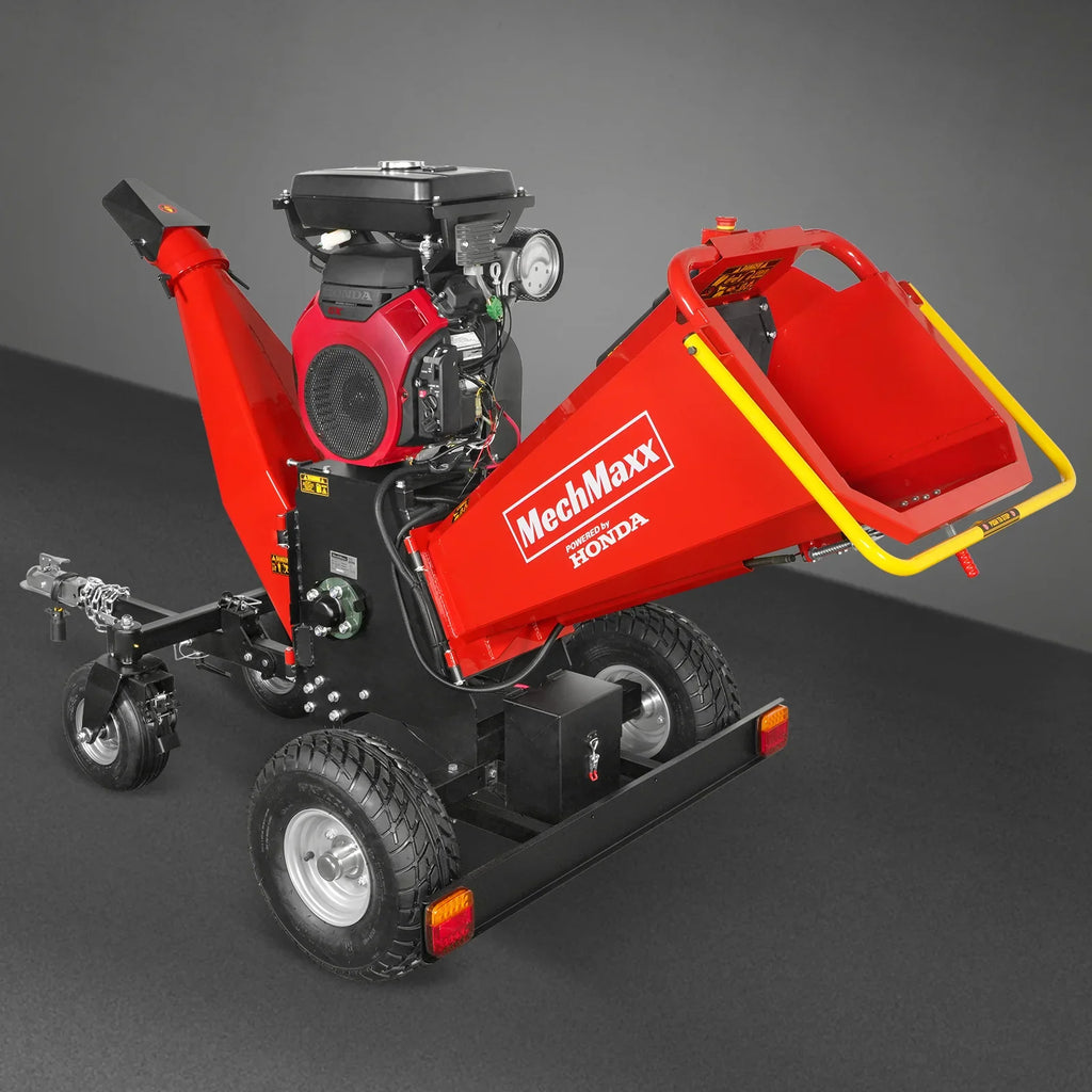 MechMaxx 8 inch HONDA GX690 E-Start 688cc 22hp Gas Powered 4 - Wheel Drum Wood Chipper with Taillight ,  B200