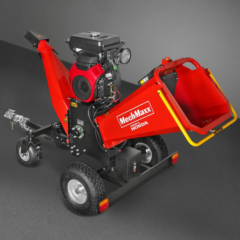 MechMaxx 8 inch HONDA GX690 E-Start 688cc 22hp Gas Powered 4 - Wheel Drum Wood Chipper with Taillight ,  B200