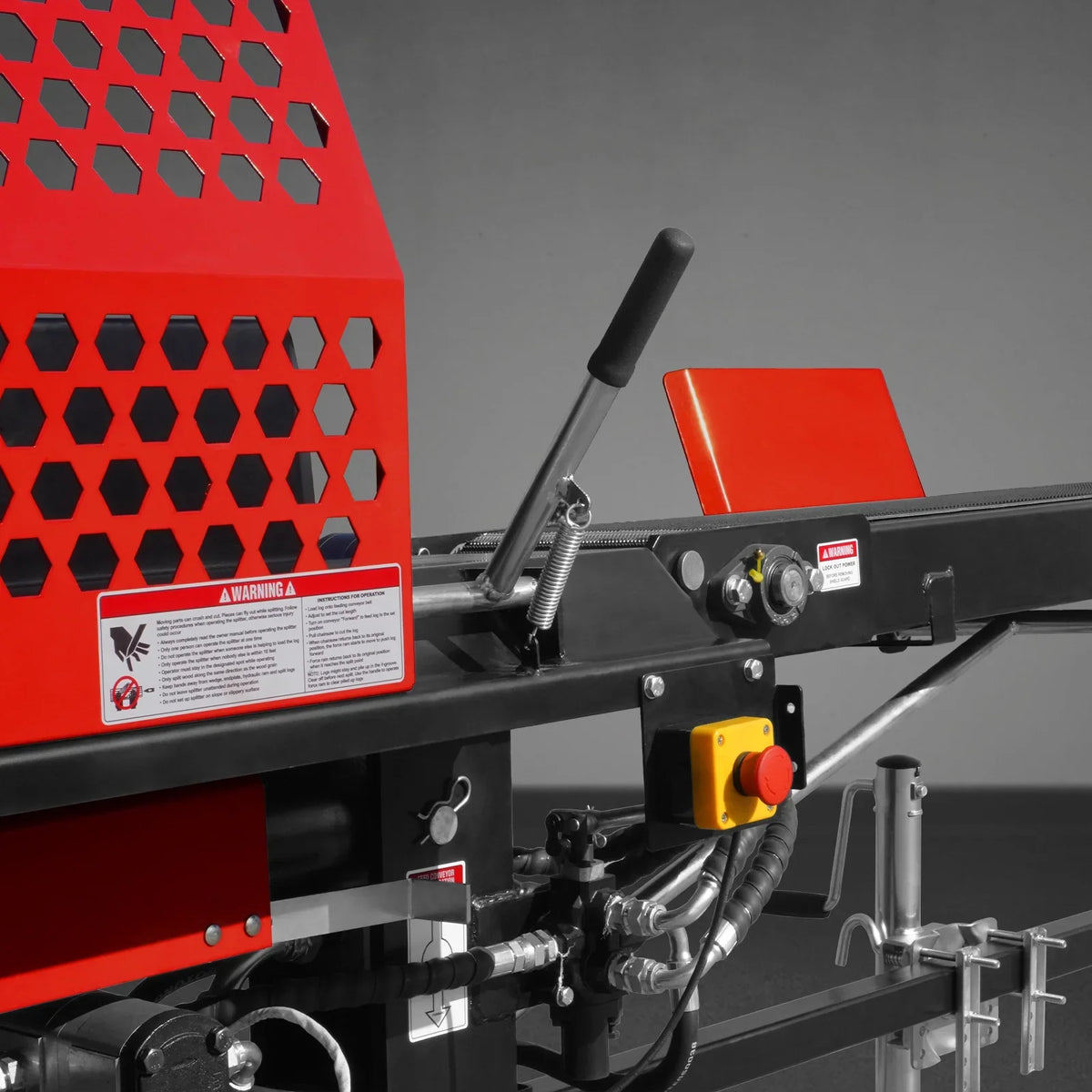 MechMaxx Honda GX390 Engine Firewood Log Splitter Processor with Conveyor,  20ton Splitting Force 24" x 15" Log Capacity,  18" Chainsaw,  HLS20