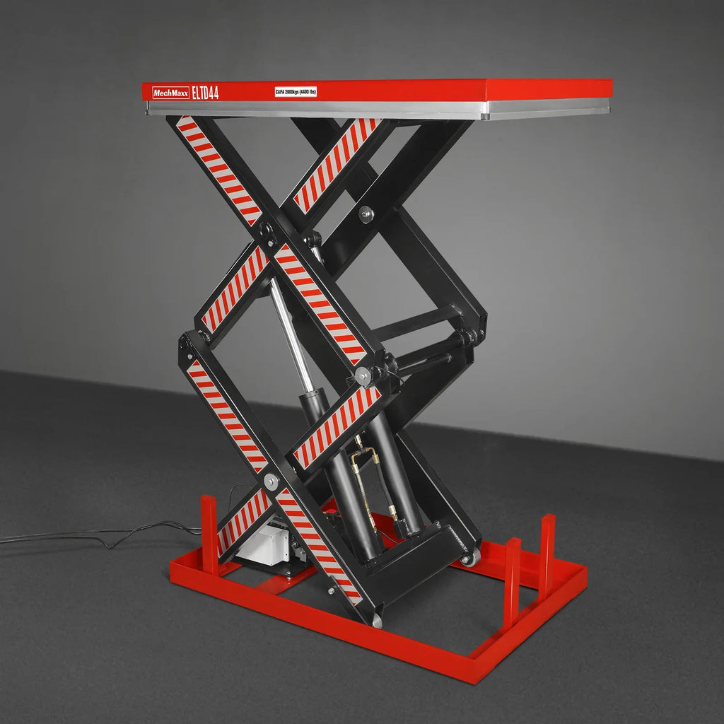 MechMaxx 4400lbs Capacity Stationary Electric Hydraulic Double Scissor Lift Table,  51.2" x 33.5" Platform,  70.1" Lift Height,  UL Certified Motor,  ELTD44