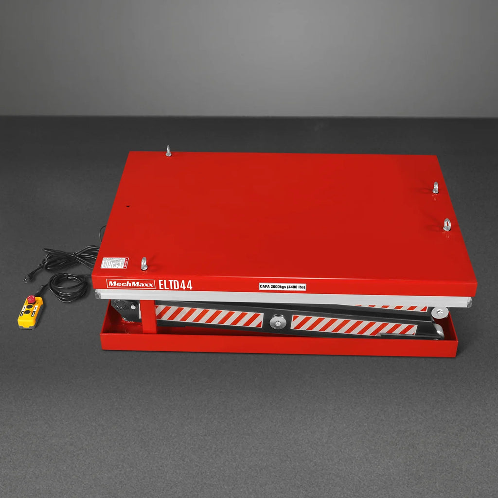MechMaxx 4400lbs Capacity Stationary Electric Hydraulic Double Scissor Lift Table,  51.2" x 33.5" Platform,  70.1" Lift Height,  UL Certified Motor,  ELTD44