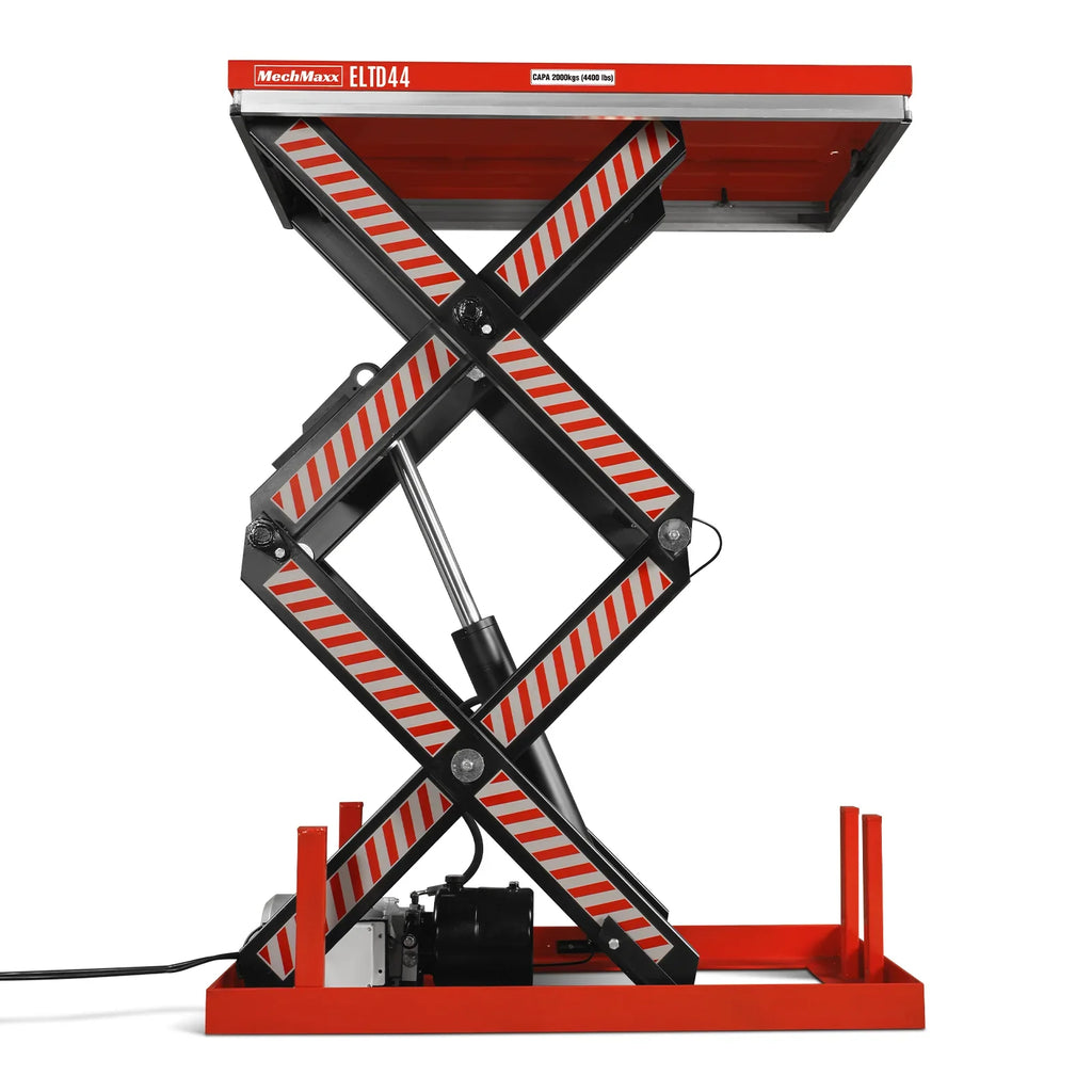 MechMaxx 4400lbs Capacity Stationary Electric Hydraulic Double Scissor Lift Table,  51.2" x 33.5" Platform,  70.1" Lift Height,  UL Certified Motor,  ELTD44