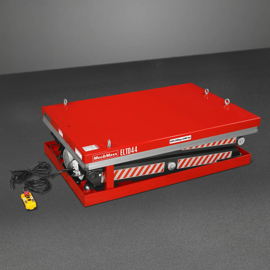 MechMaxx 4400lbs Capacity Stationary Electric Hydraulic Double Scissor Lift Table,  51.2" x 33.5" Platform,  70.1" Lift Height,  UL Certified Motor,  ELTD44