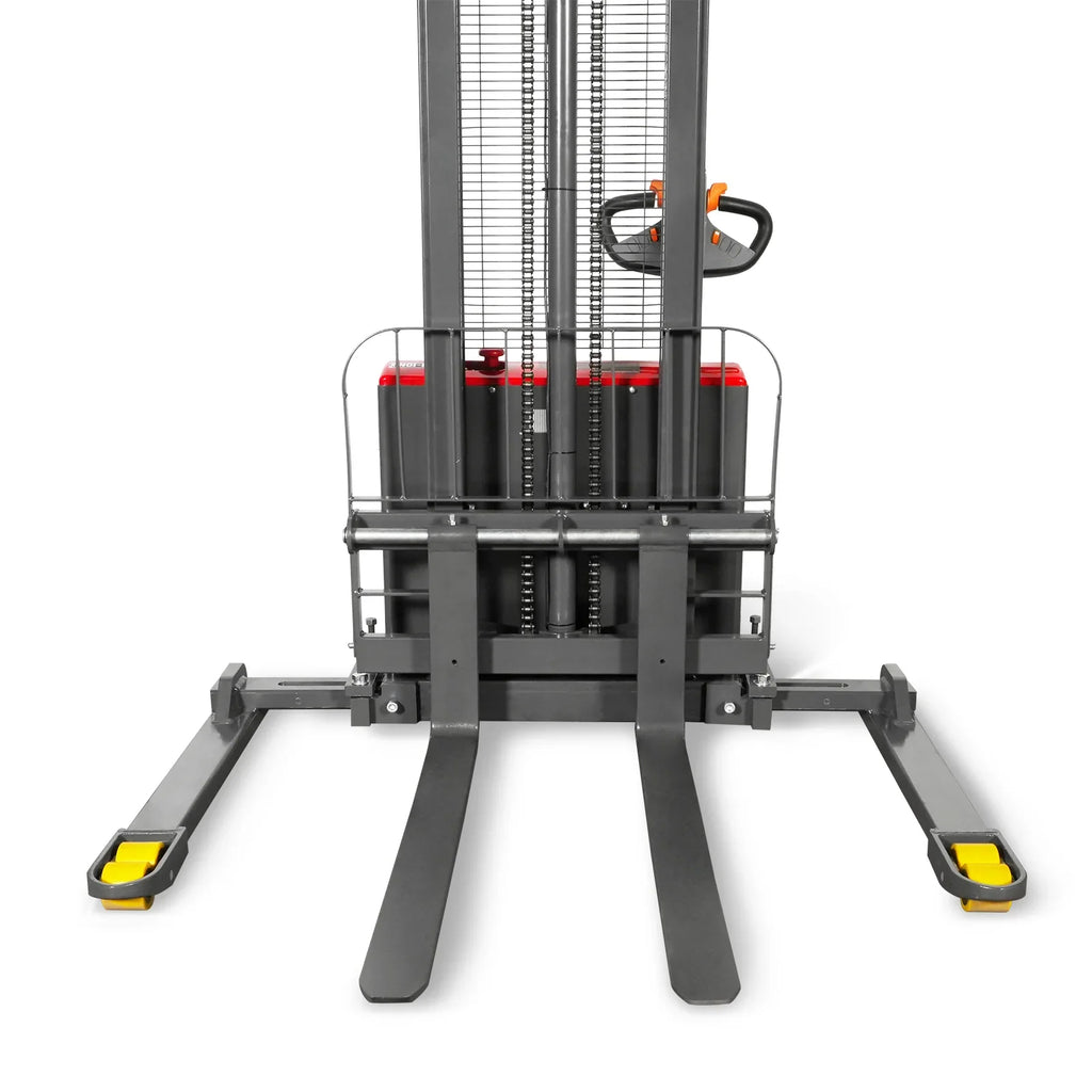 MechMaxx 2640lbs Lithium-ion Electric Straddle Stacker,  138" Lift,  Adjustable Legs & Forks,  F26-138S