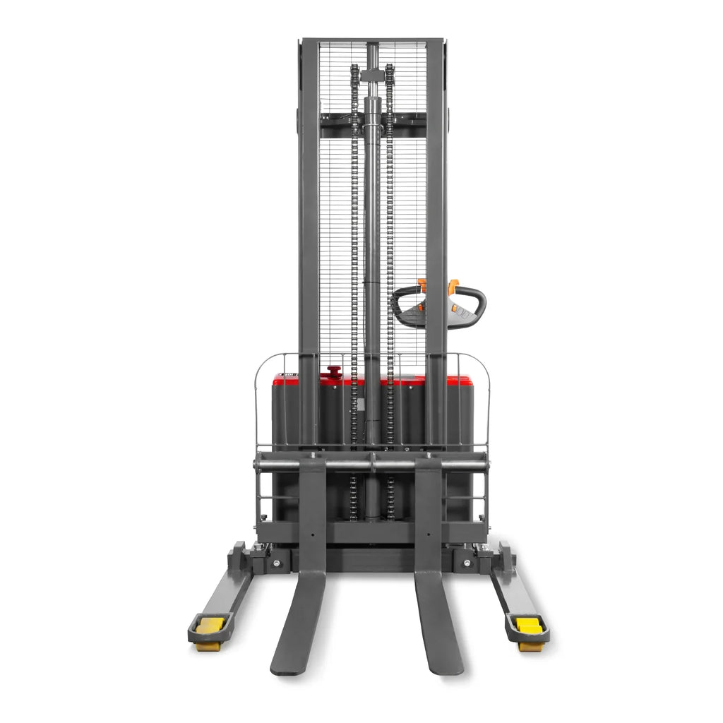 MechMaxx 2640lbs Lithium-ion Electric Straddle Stacker,  118" Lift,  Adjustable Legs & Forks,  F26-118S