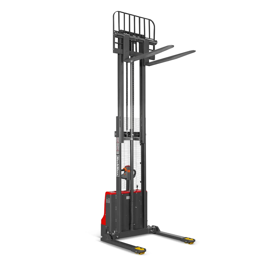 MechMaxx 2640lbs Lithium-ion Electric Straddle Stacker,  118" Lift,  Adjustable Legs & Forks,  F26-118S