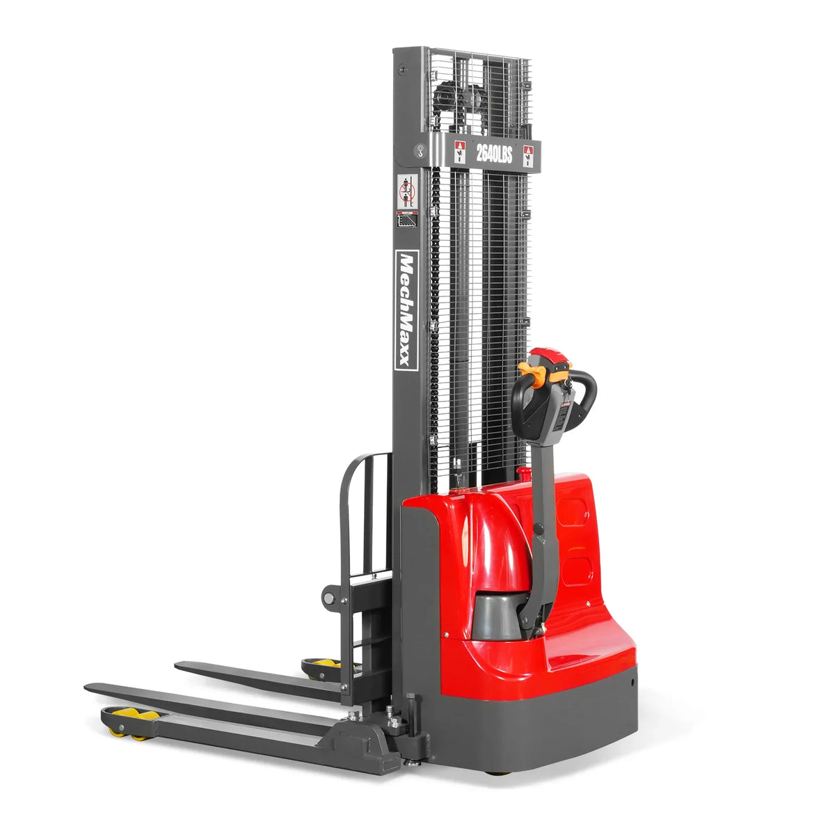MechMaxx 2640lbs Lithium-ion Electric Straddle Stacker,  118" Lift,  Adjustable Legs & Forks,  F26-118S