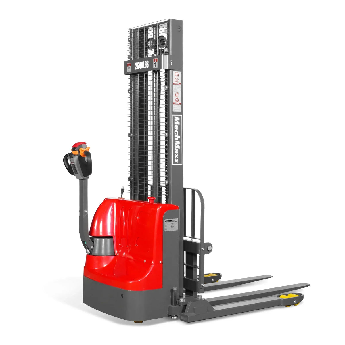 MechMaxx 2640lbs Lithium-ion Electric Straddle Stacker,  118" Lift,  Adjustable Legs & Forks,  F26-118S