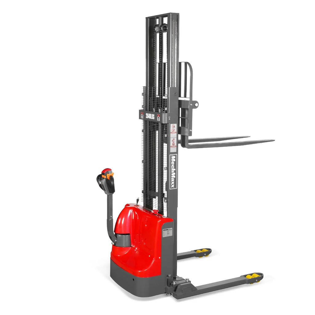 MechMaxx 2640lbs Lithium-ion Electric Straddle Stacker,  118" Lift,  Adjustable Legs & Forks,  F26-118S