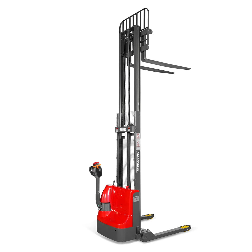 MechMaxx 2640lbs Lithium-ion Electric Straddle Stacker,  118" Lift,  Adjustable Legs & Forks,  F26-118S