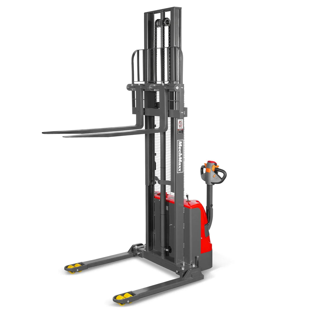 MechMaxx 2640lbs Lithium-ion Electric Straddle Stacker,  118" Lift,  Adjustable Legs & Forks,  F26-118S