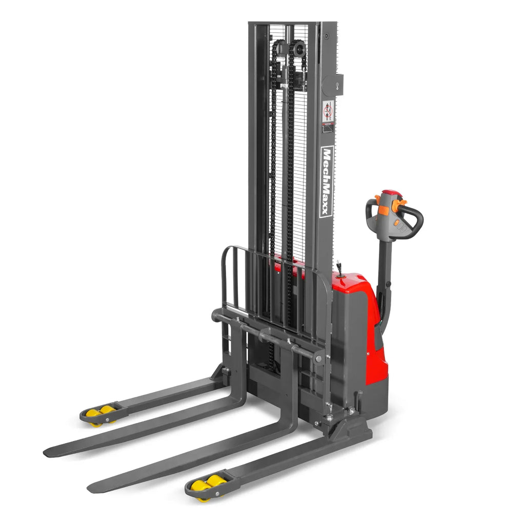 MechMaxx 2640lbs Lithium-ion Electric Straddle Stacker,  118" Lift,  Adjustable Legs & Forks,  F26-118S