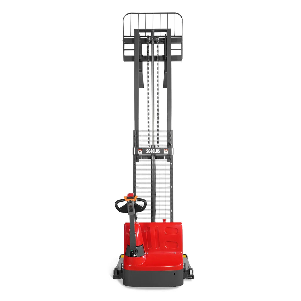 MechMaxx 2640lbs Lithium-ion Electric Straddle Stacker,  118" Lift,  Adjustable Legs & Forks,  F26-118S